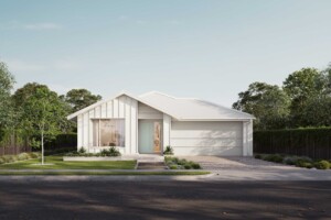 Edison single-storey home with Otway facade, double garage and landscaped front yard